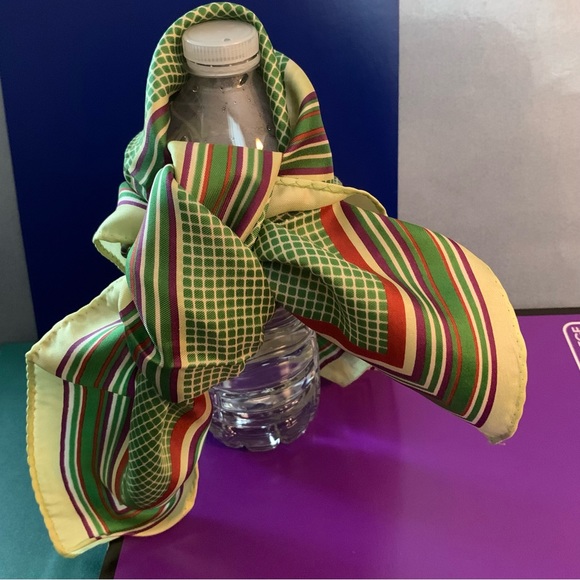 Echo Vintage Wrap Scarf ~Stripes & Squares /Symphony 21" Square Scarf~green - Picture 8 of 12